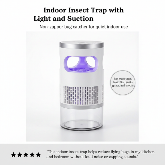 Indoor Insect Trap with Light and Suction Non Zapper Flying Bug Catcher